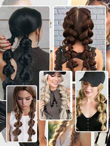 20 Inch Ponytail Wig Female Bubble Braid Natural Dye Twist Braid Tie-Up Dreadlocks Ponytail Lantern Braid - Multicolor - View 7