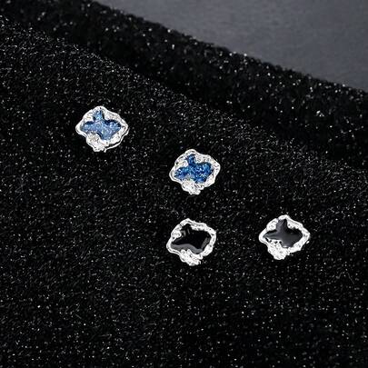 Chaobang 1 par de pendientes de botón con efecto de goteo de aceite para hombres, estilo europeo y americano, resistente y sin decoloración, minimalista y lujoso, accesorio versátil y elegante adecuado para uso diario, viajes y fiestas