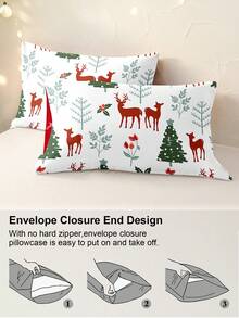 مجموعة ملاءة سرير عيد الميلاد 2/3 قطعة/مجموعة، مطبوعة بشكل رنة وشجرة عيد الميلاد بدون حشو، مجموعة ملاءة سرير لغرفة النوم من قماش الميكروفايبر الناعم والمريح، 1 قطعة غطاء مرتبة مع 1/2 قطعة كيس وسادة، مجموعة أغطية سرير مقاس كينج، كوين، فول، توين، ملاءة سرير مريحة وقابلة للتنفس بجيوب عميقة تصل إلى 11.8 بوصة، مقاومة للتجعد، غسل آلي، هدية أغطية سرير عيد الميلاد - متعدد الألوان - مشاهدة 6