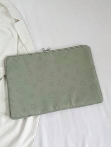 Solid Color Minimalist Luxury Star Pattern Laptop/Tablet Sleeve, Multi-Size Laptop Case Laptop Sleeve Laptop Cover Computer Bag Laptop Bag Water Resistant Travel Essentials - Green - View 6