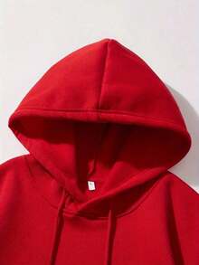 Sudadera con capucha con cordón y estampado de letras para hombre, para otoño - Rojo - Ver 8