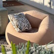 1pc Soybean Bag Chair, Inflatable Sofa Chair, Soft, Comfortable, Outdoor, Lazy Seat, Tatami Chair, Sofa Cover, Lazy Sofa, Circular Single Sofa, Living Room, Office Lunch Break, Outdoor Picnic Camping, Father'S Day Gift - Khaki - View 6