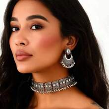 1 Set Vintage South Asian Style Necklace & Earring Jewelry Set, Suitable For Gifts, Daily Wear, Parties, Vacation - Women's  Style Necklace Earrings Jewelry Set - View 4