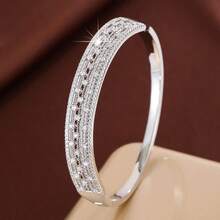 1pc Minimalist Geometric Line Starry Sky Shape Design Inlaid With Cubic Zirconia Women's Fashion Bracelet - Multicolor - View 3
