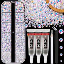 3pcs 9ml B7000 Adhesive Glue, 4000pcs 2-6mm Mixed Size Silver Transparent Rhinestones For Crafts, Clothing, Shiny Flat Back Crystal Gems For Handmade Shoes, Shirts, Jewelry Set (Jelly White) - Jelly White - View 12