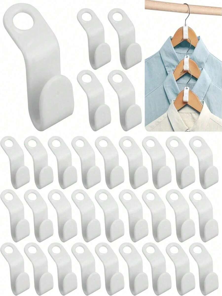 1/25/50/100pcs White Hanger Connector Hooks,Magic Hanger Hooks, Heavy Duty Cascading Connector Hooks,Space Saving Hanger Extenders For Organizing Clothes In Closet Decorations Decor Festival Decor Room Decor Home Decor Pants Shoes Jeans Boots Skirt