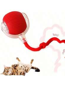 1 pieza Juguetes interactivos para gatos de interior, la 3ra generación de bola móvil ágil para gatos con cola de malla elástica, juguetes automáticos para gatos/gatitos para gatos adultos aburridos de interior, activados por movimiento