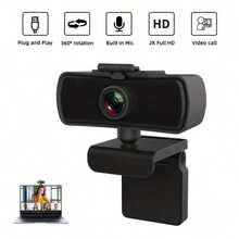Full High Definition Webcam - Video Conferencing, Voice Calls, Student Classroom, Conference Camera With Microphone - Plug And Play, Built-In Digital Microphone, Wide Angle Lens, High-Resolution Video - 黑色 - 查看 6