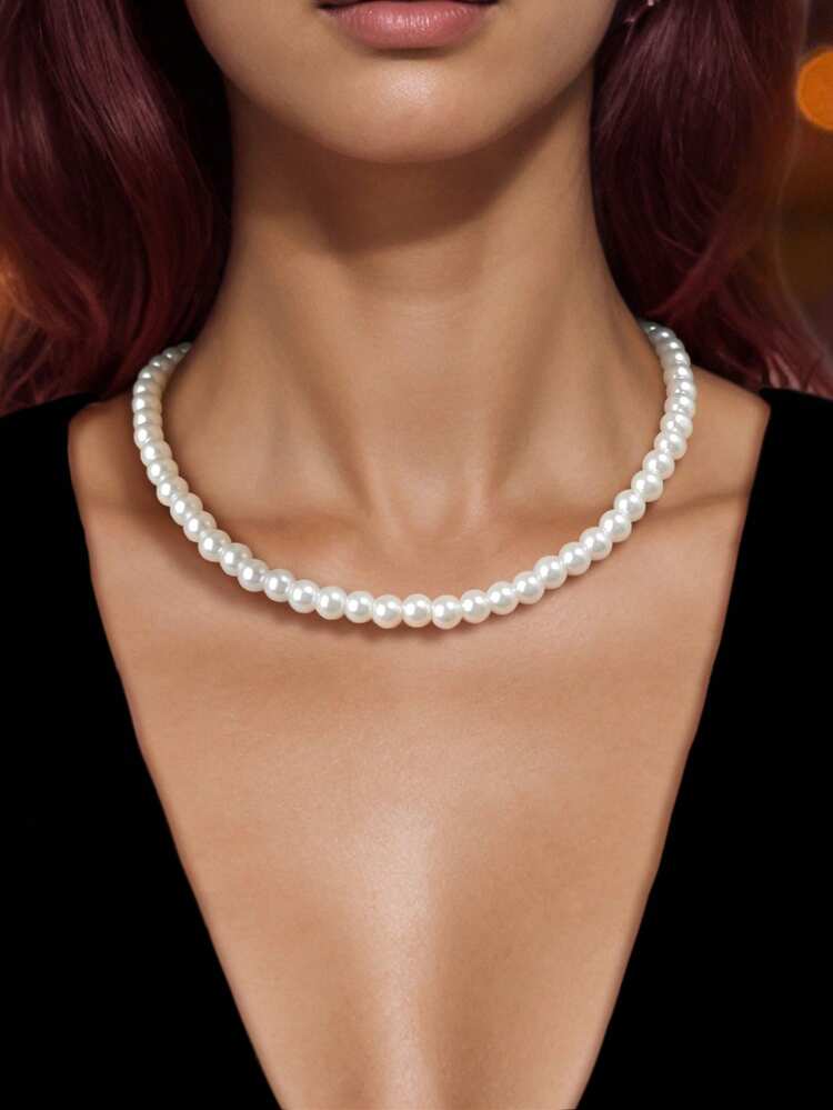 Trimming Shop Collana lunga 150 cm con perle finte bianche anni '20, accessorio per costumi e maglioni, per addio al nubilato, matrimoni, feste in maschera, 150cm, Plastica, Perla