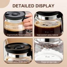 Coffee Pot Mug, 16 Oz Glass Coffee Mug - Coffee Pot Portable, Mini Small Capacity Clear Cup With Handle And Spill Proof Lid, For Hot Teas, Hot Chocolate Etc. Office Gift - 黑色 - 查看 3