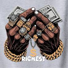 Autumn/Winter New Men's Jacket Outwear, Personalized Double Hand Graphic Print, Regular Fit Plus Size Casual Sports Zipper Long Sleeve Clothing - Black - View 4