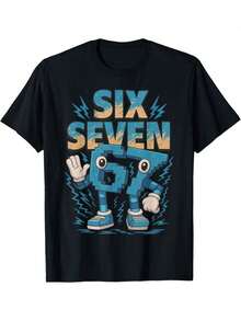 Kids Meme 67 Six Seven 6 7 Italian Brainrot T-Shirt - Black - View 7