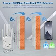 1200Mbps Wireless WiFi Repeater WIFI Extender WiFi Booster 2.4G/5G Network Amplifier 360° Full Coverage Signal For Small Office - View 2