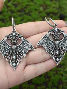 1 Cặp bông tai mặt dây chuyền hình dơi ma cà rồng bí ẩn phong cách Gothic, Trang sức dự tiệc cho nữ, Phụ kiện cặp đôi - bông tai - Xem 1