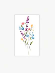 Waterproof, Sweatproof, Washable, Non-Reflective Temporary Tattoo Sticker, 1 Piece Of Cartoon Flower, Colorful Daisy Flower Tattoo Sticker, Suitable For People, Lasting 3-5 Days - 彩色 - 查看 4