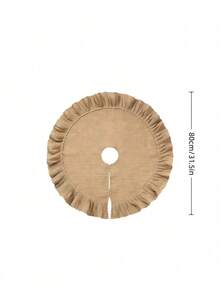 Elegantes und stabiles beiges Baumwoll-Rüschen-Weihnachtsbaum-Kleid, geeignet für Heim- und Partydekorationen, runder Weihnachtsparty-Teppich, geeignet für die Innenraumdekoration von Häusern im Herbst und Winter - Khaki - Übersicht 5