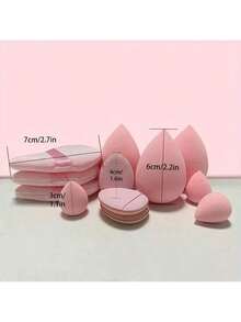 12 Piece Multifunctional Cosmetic Sponge Puff Set, Suitable For Perfect Mixing Of Liquid, Face Cream And Powder, Latex Free, Dry Wet Foundation Make-Up, Contour And Highlight Sponge, With Mini Air Cushion Puff Suitable For All Skin Types - Multicolor - View 3