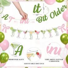 Martini Bow Birthday Party Decorations, Green Pink Glitter A Tini Bit Older Garland Cake Topper Balloons Women  Martini Bar Birthday Bachelorette Bridal Shower Party Supplies - Hồng - Xem 3