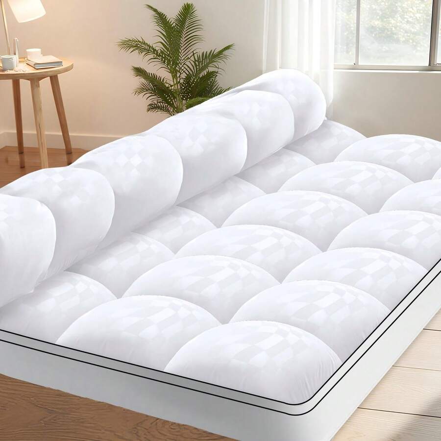 Samebed Extra Thick Mattress Topper, Quilted Fluffy Soft Mattress Pad Cover Protector With 8-21Inch Deep Pocket, Cooling Breathable Pillow Top Mattress Topper Overfilled With Down Alternative - trắng - Xem 1