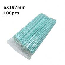 100pcs/Pack Wavy Paper Straws - 6*197mm | Multiple Colors Available, Party Decoration, Suitable For Cocktails, Birthday Parties, BBQs, Events And Celebrations - Multicolor - View 12