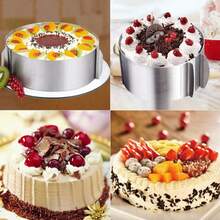 1/2 件装可调节蛋糕圈不锈钢慕斯蛋糕模具带刻度，适用于厨房 DIY 糕点，方形和圆形可扩展蛋糕模具可调节慕斯圈方形慕斯蛋糕模具 DIY 烘焙模具 - 銀色 - 查看 2