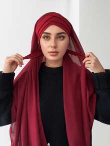 1 pieza Hiyab modular sólido y conveniente con lazo cruzado - Multicolor - Ver 14