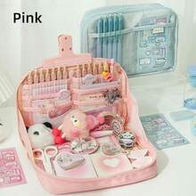 Cute Aesthetic Pencil Case Large Capacity Canvas Pen Pouch Bag Pink One Size - como en la foto - Ver 3