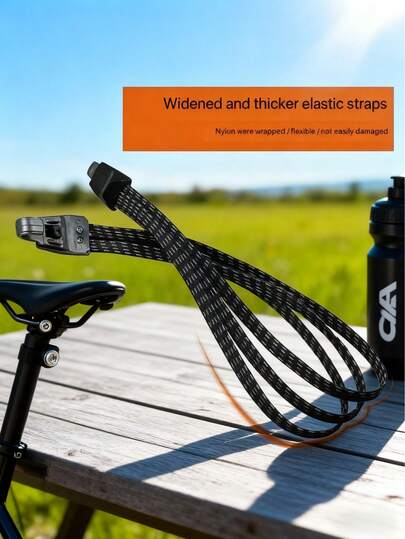 2pcs 3-In-1 Bike Rope, Sturdy Bicycle Cargo Binding Rope With Hook, Suitable For Road Bike & Mountain Bike