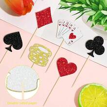 24 PCS Casino Poker Cupcake Toppers For Birthday Party Decorations - Design 1 - View 8