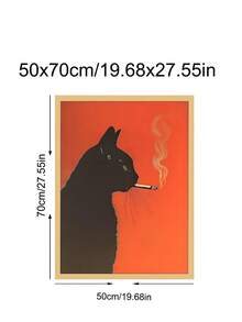 1幅粉色嘴唇口红帆布海报，俏皮女孩嘴唇亲吻墙画；复古黑猫吸烟帆布海报，复古趣味动物香烟墙画；卧室装饰、办公室装饰、厨房装饰、宿舍装饰；送给朋友的理想礼物；墙画、墙饰、家居装饰、房间装饰；帆布墙画、海报、带框墙画；可选画框 - 彩色 - 查看 15