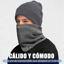 Kit 3pzs Guantes para Frio y Gorro Invierno Bufanda,Diseño de Forro de Felpa,Guantes de Invierno con Pantalla Táctil y Impermeable,para Ciclismo, Running, Esquí, MontañIsmo, Hombre y Mujers - Gris - Ver 12