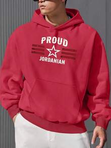 Sudadera de Talla para Hombre - Diseño de Estrella Patriótica, Ajuste Casual Holgado, Manga Larga, Tela No Elástica, Verde con Estampado Rojo y Blanco, Sudadera Casual de Talla, Ropa Cómoda |   Sudadera con Estampado de Patrón |   Sudadera de poliéster, TALLA - Negro - Ver 2