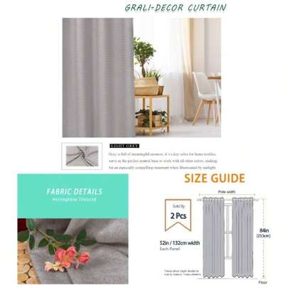 Gray Grommet Curtains Room Darkening Drapes, Zigzag Textured Pattern Panels Living Room, 84 Inches Long, 52 Inch Wide, 2 Panels