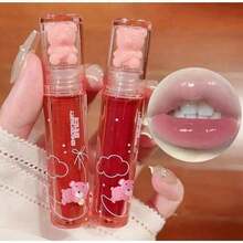 6Pcs Cute Bear Water Mist Mirror Glass Lip Glaze Moisturizing And Moisturizing Lip Gloss Lipstick - 彩色 - 查看 5