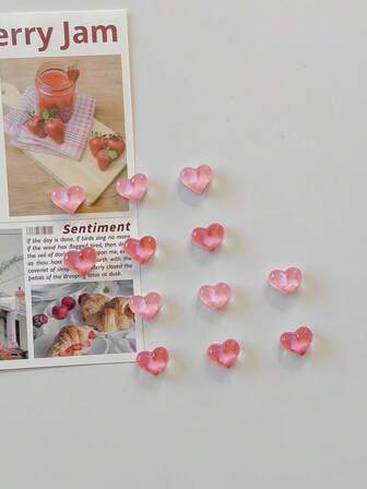 6/12个透明彩色心形树脂冰箱贴，适用于家具装饰、情人节礼物（送给女朋友）、办公室装饰