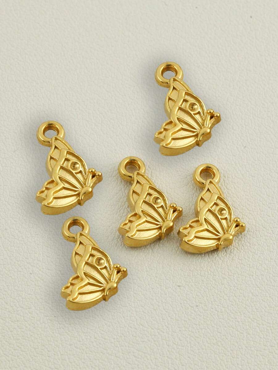3/5pcs Stainless Steel Butterfly Pendent, Bracelet Necklace DIY Handmade Jewelry Accessories Making Materials - Gold and Silver - View 1