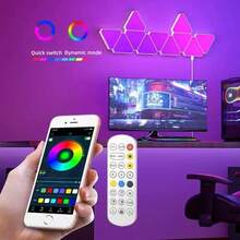 6/8/10/12pcs RGB Triangular Zodiac Wall Ambient Light - Game Exclusive, Phantasmagoric Smart Gaming Room Table Music Quantum Triangular Ambient Light (Gift Box Edition) - Triangle Colorful Quantum Light - View 4