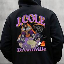 J. Cole Dreamville Men'S Hoodie With Iconic Rapper Graphic & Signature Lettering - Oversized  Pocket, Warm Winter & Autumn Pullover, Casual Streetwear Sweatshirt For Hip-Hop Fans, Ideal Gift For J. Cole Fans (Regular - màu đen - Xem 7