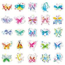 50 Peças Adesivos Decorativos Estilo Graffiti Borboleta Cartoon Desenhada à Mão, Adesivos Decorativos para Cadernos, Skate, Guitarra, Copo de Água, Decoração Criativa em Graffiti