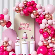 45pcs Fuchsia, Light Pink And Rose Gold Balloon Set, Includes Confetti Balloons, Romantic And Elegant Color Combination, Ideal For Valentine's Day, Wedding, Birthday, Engagement, Anniversary, Baby Shower And Various Party Decorations, Great For Making Balloon Arches Or Photo Props - Multicolor - View 2