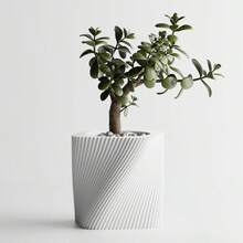 ORIZZONTE Modern Square Decorative Vase With Slanted Spiral Texture – Geometric Design For Succulents And Small Indoor Plants – Home/Office Gift Idea – Available In 2 Sizes – 100% Made In Italy, Shipping From Italy - White - View 11