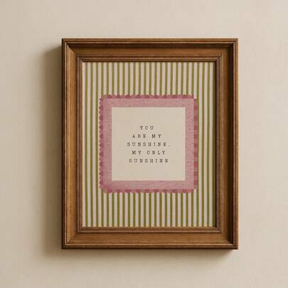 1pc You Are My Sunshine Nursery Wall Art, Neutral Striped Print For Girls Room Decor, Cottagecore Kids Room Decor Aesthetic, Minimalist Quote Wall Decor, Beige Home Decor For Bedroom And Living Room, Warm Baby Room Decor Vintage Home Decoration