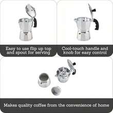 IMUSA USA B120-42V - Cafetera exprés de aluminio para estufa, plateada, Tamaño de 3 tazas(Plateado) - Multicolor - Ver 5
