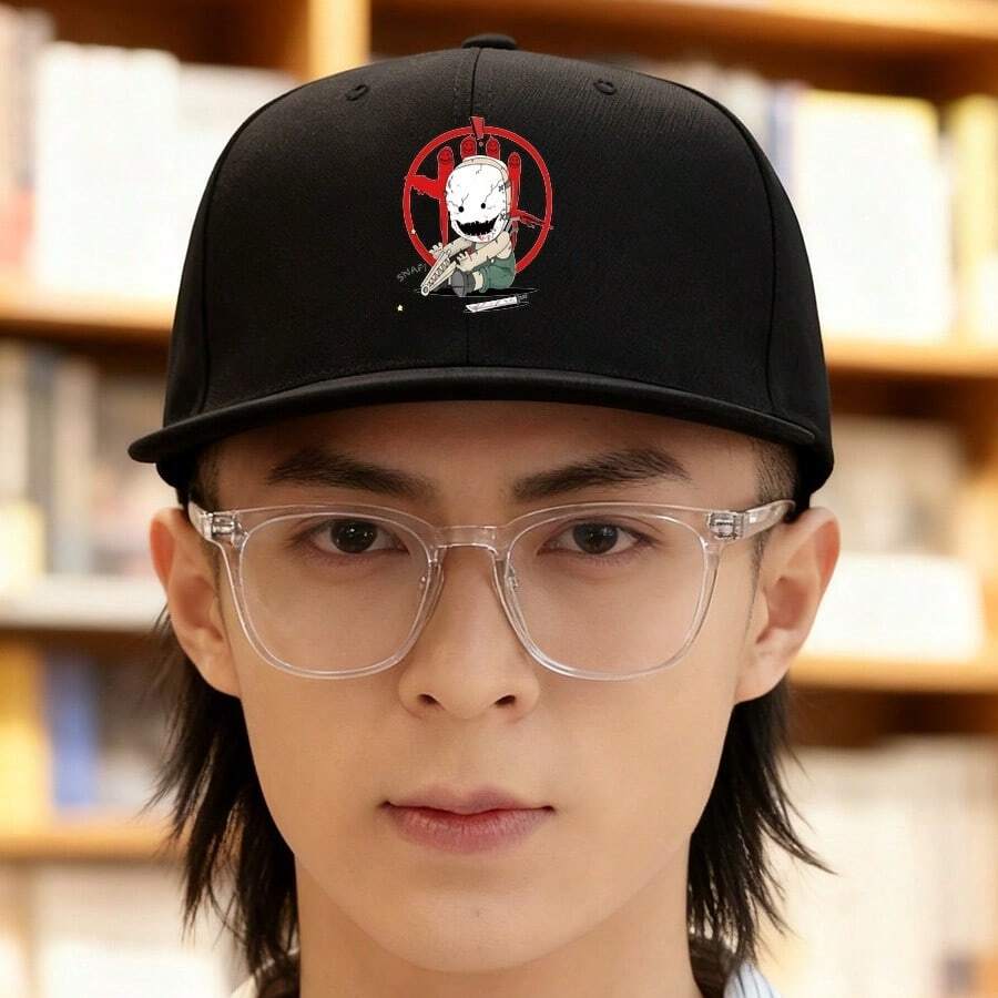 Black street-style accessories! Cup pants cap with horror character embroidery retro small head around snapback cap ball cap graphic print large head around baseball cap flat bill cap haphop baseball cap duck cap fashionable low cap low cap breathable snapback cap sports snapback unisex visual duckville cap Baseball cap - ブラック - チェックする 1