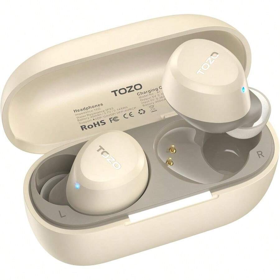 A1 2025 New Upgraded Wireless Earbuds Bluetooth 5.3 In Ear Headphones LightWeight Support APP EQ Setting Stereo Sound Headset Longer Playback With Charging Case Waterproof Khaki - 霧面卡其色 - 查看 1