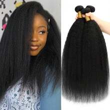 Kinky Straight Human Hair Bundles Yaki Straight Bundles Human Hair 18 20 22 Inch 100% Unprocessed Brazilian Virgin Hair Weave Kinky Straight Bundles Sew In Kinky Straight Human Hair Bundles - Natural Black - View 20