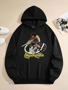 CoryxKenshin Samurai Graphic Hoodie-Girls' Or Boy's Cozy Polar Express Train Hoodie- Y2K Streetwear Pullover Sweatshirt, Soft Comfortable Long Sleeve Hooded Sweater, Casual Everyday & Themed Events (Machine Washable, Regular Fit, Navy Blue, Spring/Autumn/Winter Wear- Adult Men's Apparel), Outdoor Clothing, Retro Design, Durable Material, Mens Fashion - Black - View 2