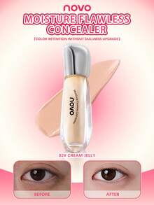 NOVO 防水防汗遮瑕膏，可遮盖黑眼圈、瑕疵、痤疮印、泪沟，适合所有肤质，适合日常使用、户外旅行、所有季节、节日、生日、聚会、派对、毕业典礼 - 02[巨能遮]#奶油凍 - 查看 2