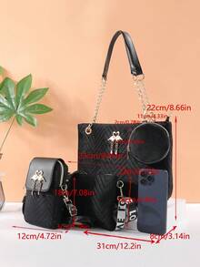 Women's 4-Piece Handbag Set - Fashion Essential! Shoulder Crossbody Tote Mini Combo Bag, Handheld & Crossbody Versatile, Chic & Spacious, Suitable For Various Occasions, Hot-Selling Cross-Border