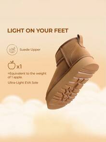 Women's Winter Furry Ankle Snow Boots,1.5 Inch Genuine Platform Booties Slip On Outdoor Indoor Shoes Fashion Warm Comfortable For Christmas Festival Commute Chestnut Boots - 紫紅色 - 查看 7